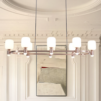 Mid-Century Bronze Chandelier with Acrylic Shades for Living Room