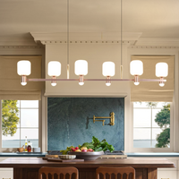 Mid-Century Bronze Chandelier with Acrylic Shades for Living Room