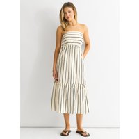Stripe Cotton Bardot Smock Midi Dress