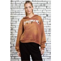 Daisy Street Problem V Neck Hoodie Colour: Brown Size: 8