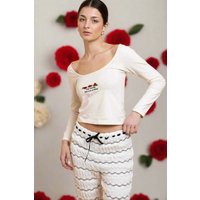 Daisy Street Embroidered Detail Long Sleeved Top Colour: Cream Size: 8