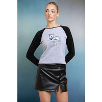 Daisy Street Deer Contrast Raglan Sleeve Tee Colour: Grey Size: 12