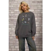 Daisy Street Playing Out Oversized Sweatshirt Colour: Grey Size: 10