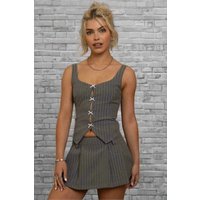 Daisy Street Stipe Bow Keyhole Detail Top Size: 10 Colour: Grey