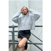 The Ragged Priest Arctic Fluffy Knit Hoodie Colour: Gray Size: M