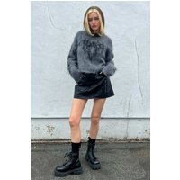 The Ragged Priest Idol Graphic Knit Jumper Colour: Gray Size: XS