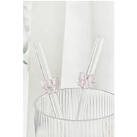 Coconut Lane Glass Straw with Pink Bows