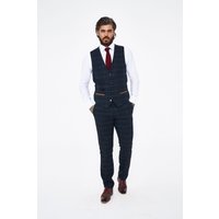 Marc Darcy Eton navy tweed waistcoat