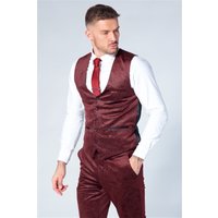 Marc Darcy Simon Wine Velvet Jacquard Waistcoat