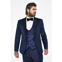 Marc Darcy Simon Velvet Navy Tux Jacquard Blazer