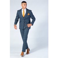 Marc Darcy Scott Blue Checked Tweed Three Piece Suit