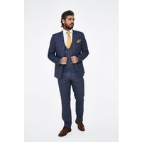 Jenson - Marine Check Suit With Double Breasted Waistcoat