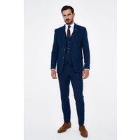 House of Cavani Seeba Navy Regular Three Piece Suit