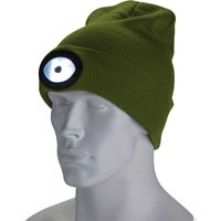 Draper Beanie Hat and USB Rechargeable LED Headlight Green One Size
