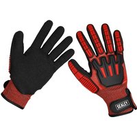 Sealey Cut and Impact Resistant Work Gloves Black / Red XL Pack of 1