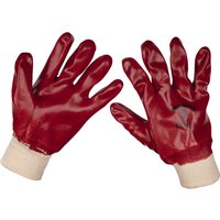 Sealey General Purpose PVC Knit Wrist Waterproof Gloves Red XL Pack of 12