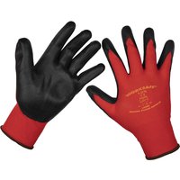 Sealey Worksafe Flexi Grip Nitrile Foam Palm Gloves Red / Black L Pack of 6