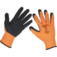 Sealey Worksafe Foam Latex Grip Gloves Black / Orange XL Pack of 120