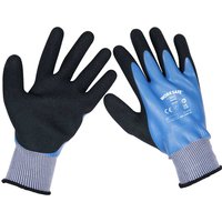 Sealey Worksafe Waterproof Latex Gloves Black / Blue L Pack of 6