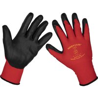 Sealey Worksafe Flexi Grip Nitrile Foam Palm Gloves Red / Black XL Pack of 1