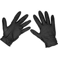 Sealey Diamond Grip Extra Thick Nitrile Powder Free Gloves Black L Pack of 50