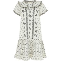 Jemilla Split Neck Jacquard Mini Dress In Cream