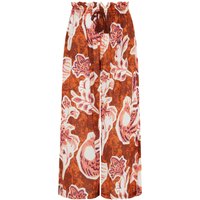 Ellana Wide Leg Floral Printed Trousers In Rust Multi