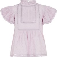 Ruby Flutter Sleeve Lurex Blouse In Lilac