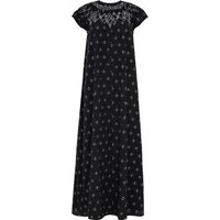 Willow Embroidered Shirring Jacquard Maxi Dress In Black
