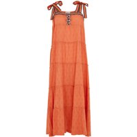 Isla Tiered Embroidered Maxi Dress In Orange