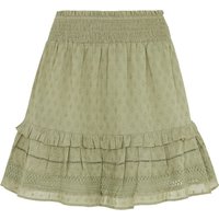 Skye Tiered Hem Embroidered Mini Skirt In Light Green