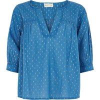 Eloise V-Neck Lurex Blouse In Blue