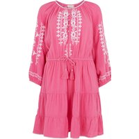 Sophia Tiered Ruffle Embroidered Mini Dress In Pink