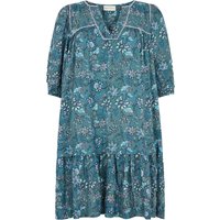 Grace Tiered Hem Floral Printed Mini Dress In Teal Multi