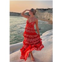 Feifei Ruffle Tiered Floral Printed Maxi Dress In Orange