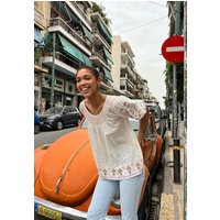 Alba Short Sleeve Embroidered Blouse In Cream