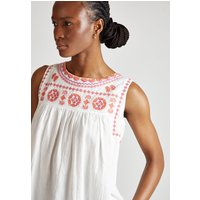 Alma Sleeveless Embroidered Blouse In White