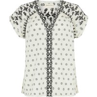 Amira V-Neck Embroidered Blouse In White