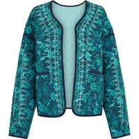 Annaia Lightly Quilted Floral Printed Jacket In Blue Multi