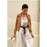 Sapphire Spaghetti Strap Embroidered Maxi Dress In Cream