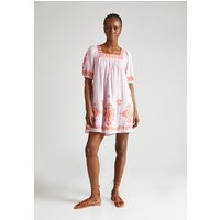 Clara Square Neck Embroidered Mini Dress In Pink