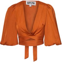 Jacinta Burnt Orange Puff Sleeve Wrap Top
