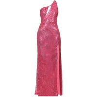 Fevan Pink High Slit Sequin Dress