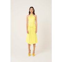 Serena Yellow Halter-neck Satin Midi Dress