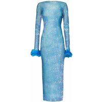 Seville Blue Net Mesh Rhinestone Maxi Dress