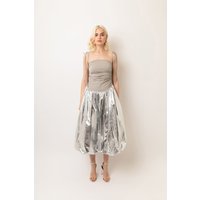 Alexa Silver Metallic Puffball Dress