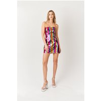 Rainbow Multi Metallic Bandeau Dress