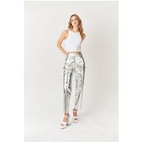 Lupe Silver Textured Metallic Trouser