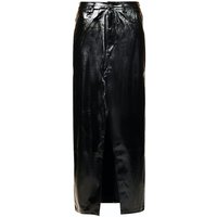 Lupe Black Metallic Leather Maxi Skirt