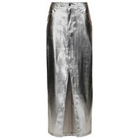 Lupe Silver Metallic Leather Maxi Skirt